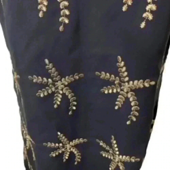 NEW Bonheur D’amour Black gold Embroidered Chiffon Slip Dress Women’s  Large NWT - Picture 8 of 12